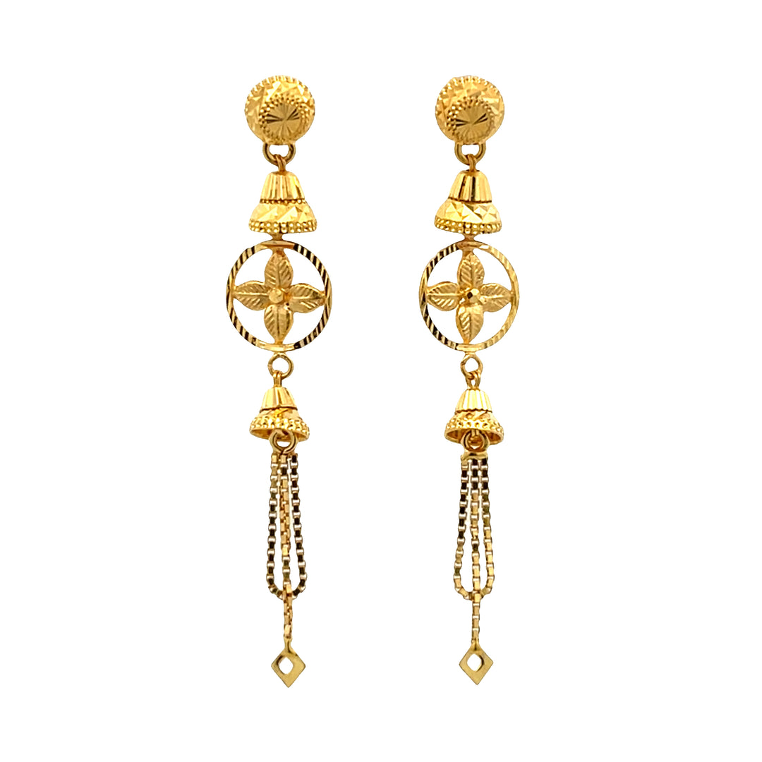22K Yellow Gold Elegant Dangle Earrings with Secure Screw Backs