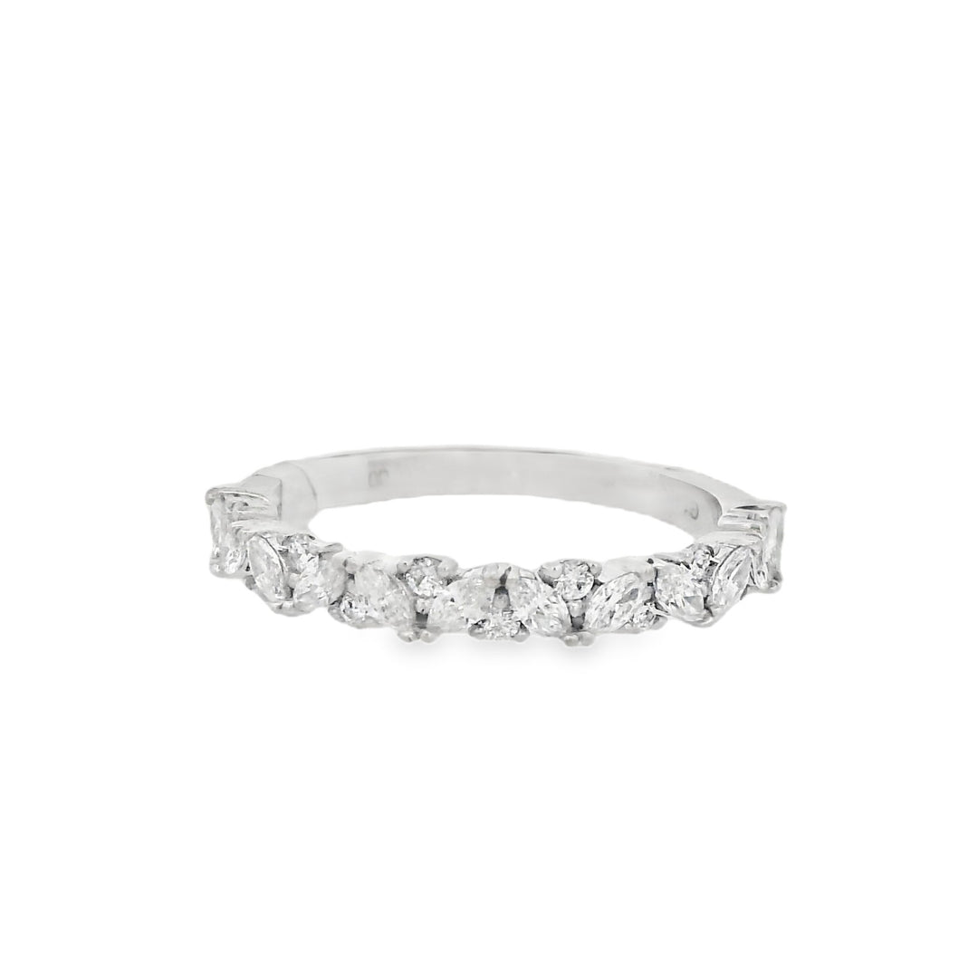 14K White Gold 0.53ct Diamond Half Anniversary Women's Wedding Band
