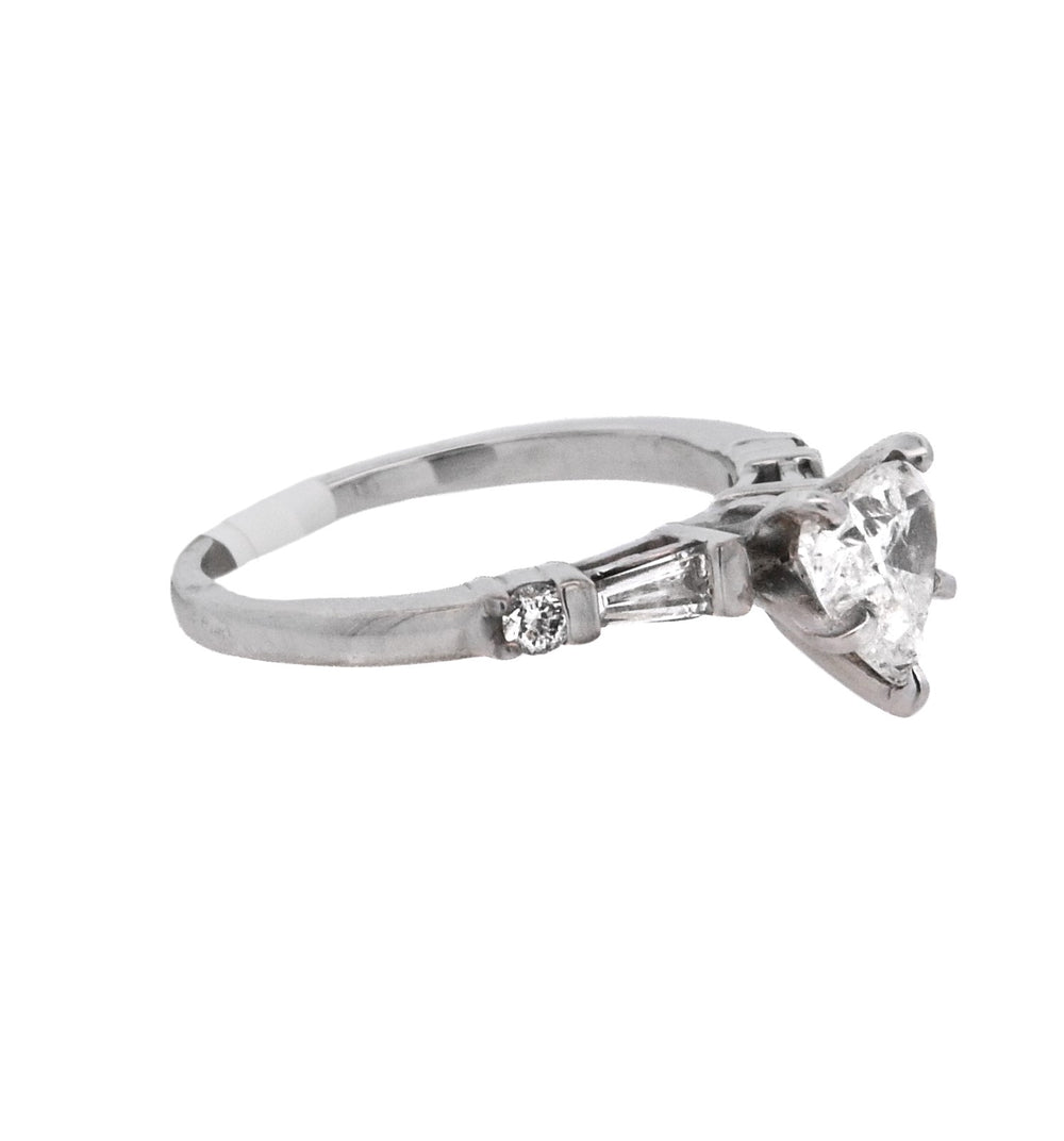 14K White Heart Diamond 0.95Ct Solitaire Engagement Ring - CLT Jewels