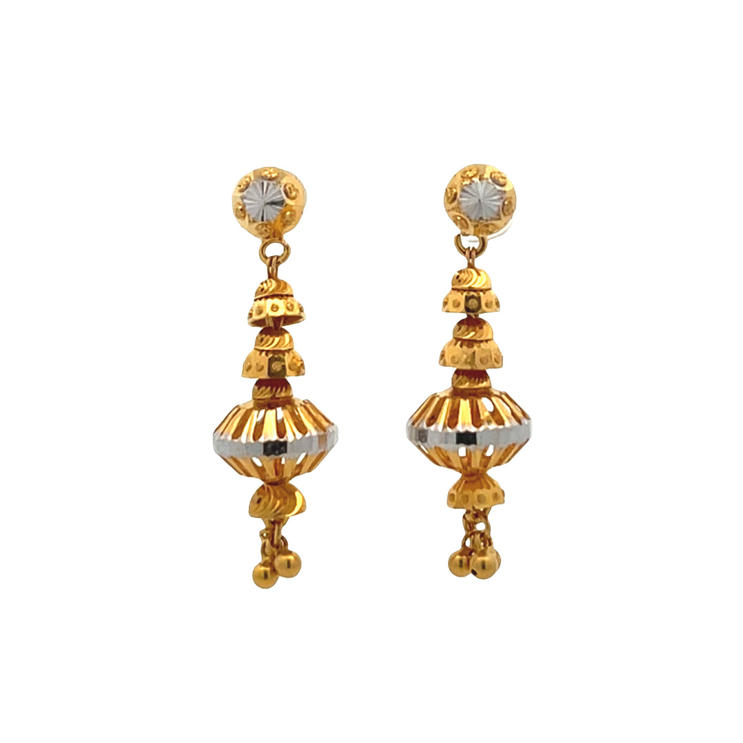 22K Yellow Gold Elegant Dangle Earrings with Secure Screwbacks