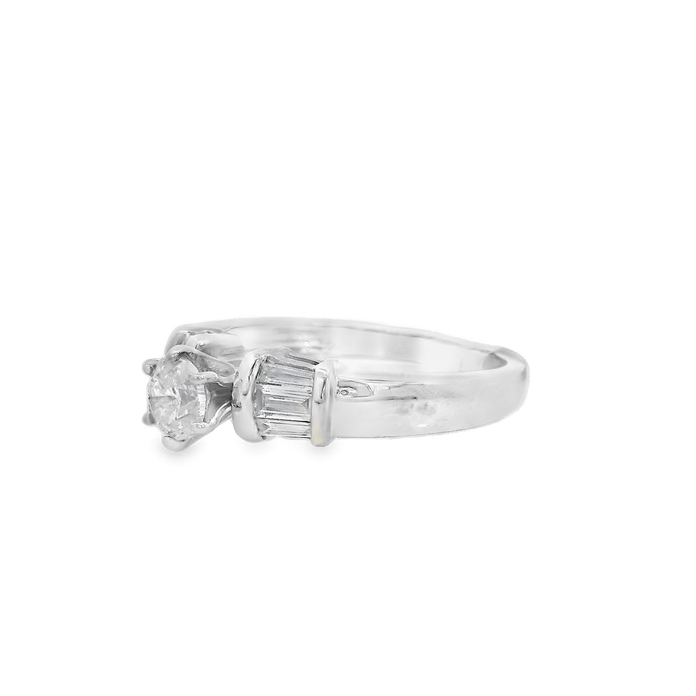 14K White Round Diamond 0.75Ct Contemporary Engagement Ring - CLT Jewels