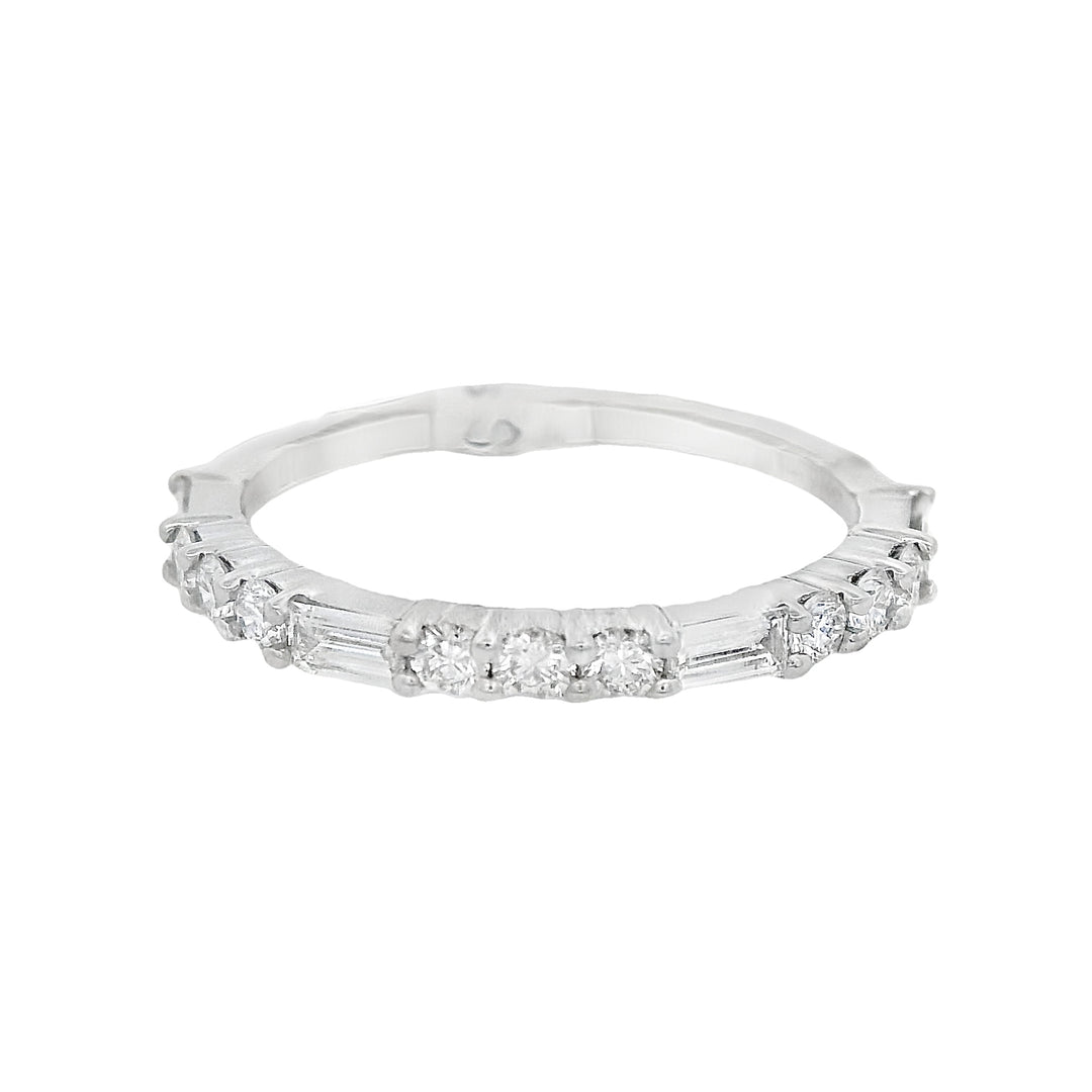 14K White Gold Multi-Diamond Wedding Band - CLT Jewels
