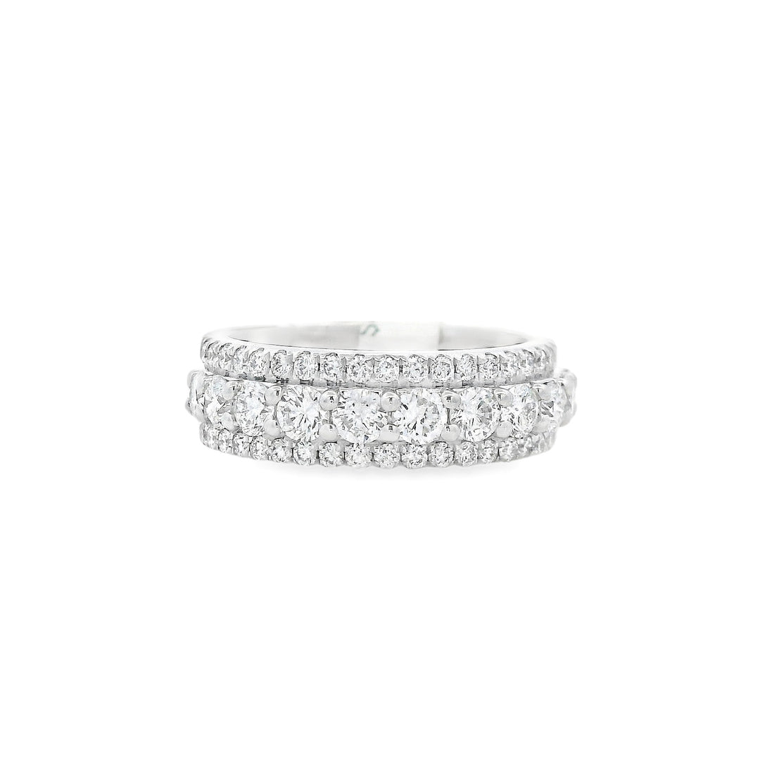 14K White Gold Diamond Wedding Band with 1.43 Carat Stones - CLT Jewels