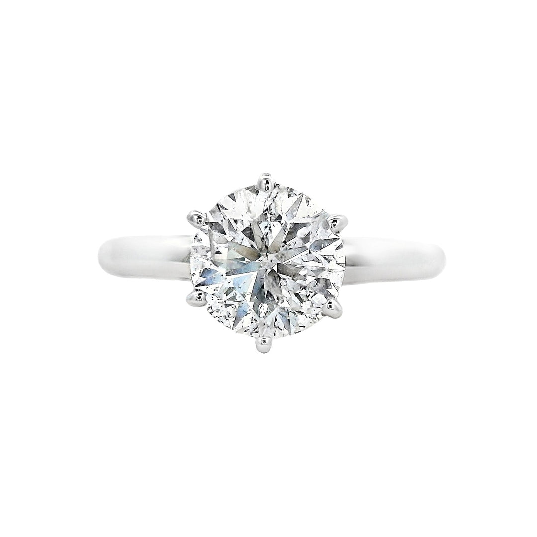 14K White Gold Round Diamond 1.46Ct Solitaire Engagement Ring - CLT Jewels