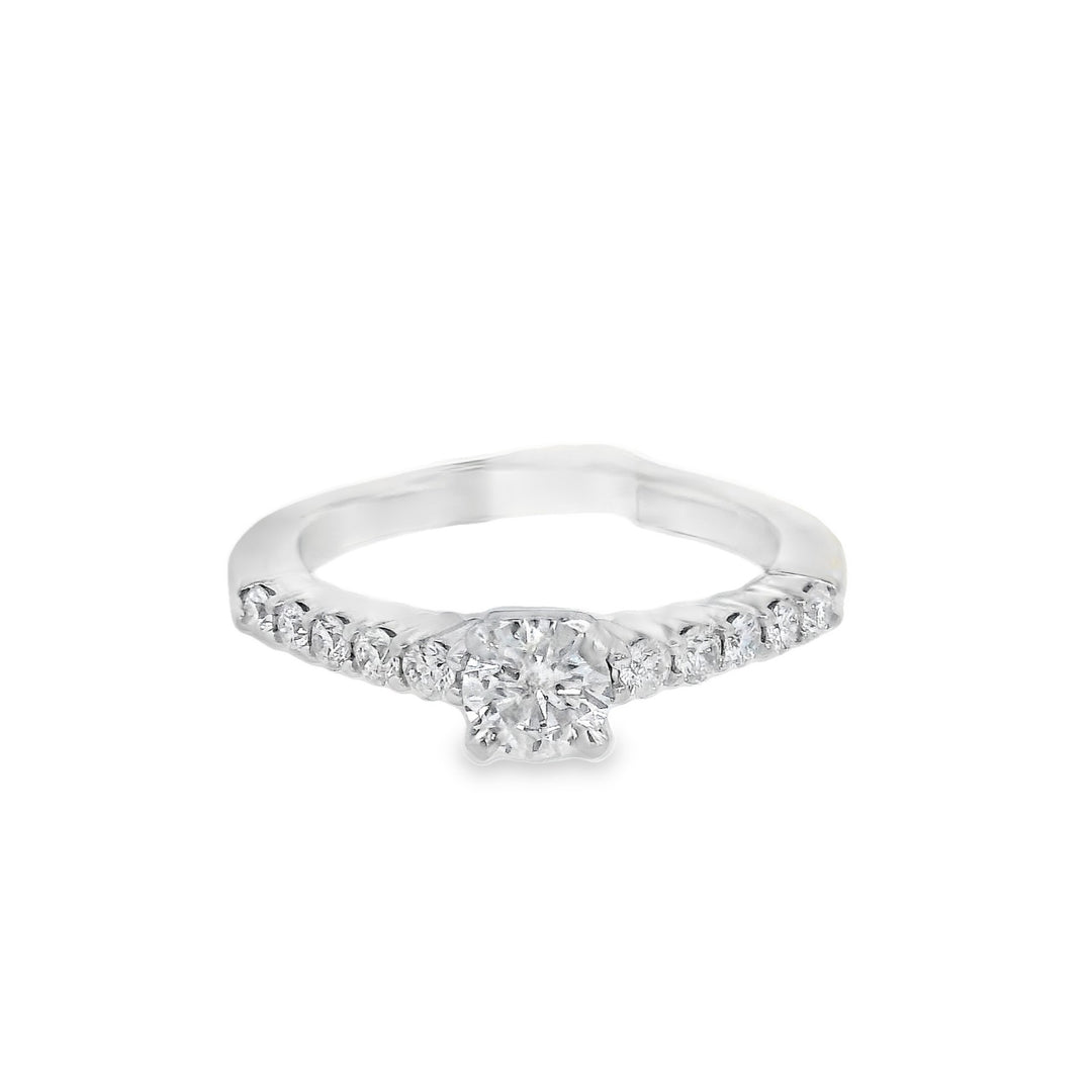 14K White Round Diamond 0.39Ct Solitaire Engagement Ring - CLT Jewels
