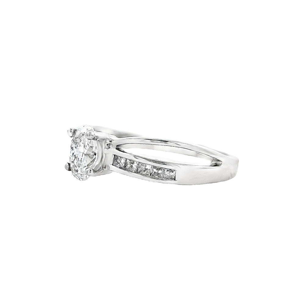 14K White Oval Diamond 0.50Ct Vintage Engagement Ring - CLT Jewels