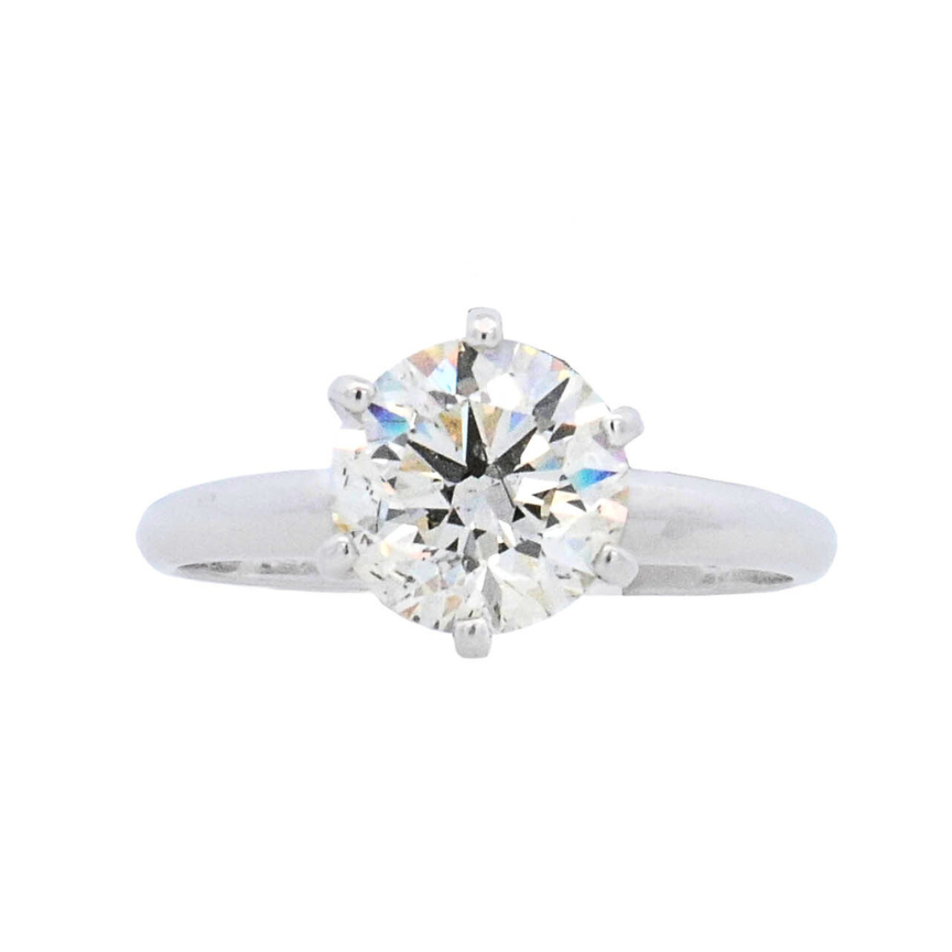 14K White Gold Round Diamond 2.02Ct Solitaire Engagement Ring - CLT Jewels