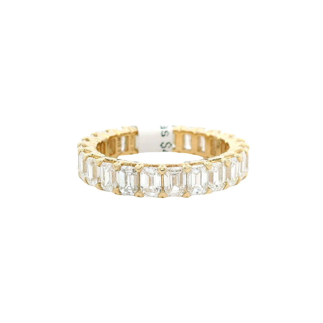 14K Yellow Gold Emerald Cut Lab Diamond Eternity Band - CLT Jewels