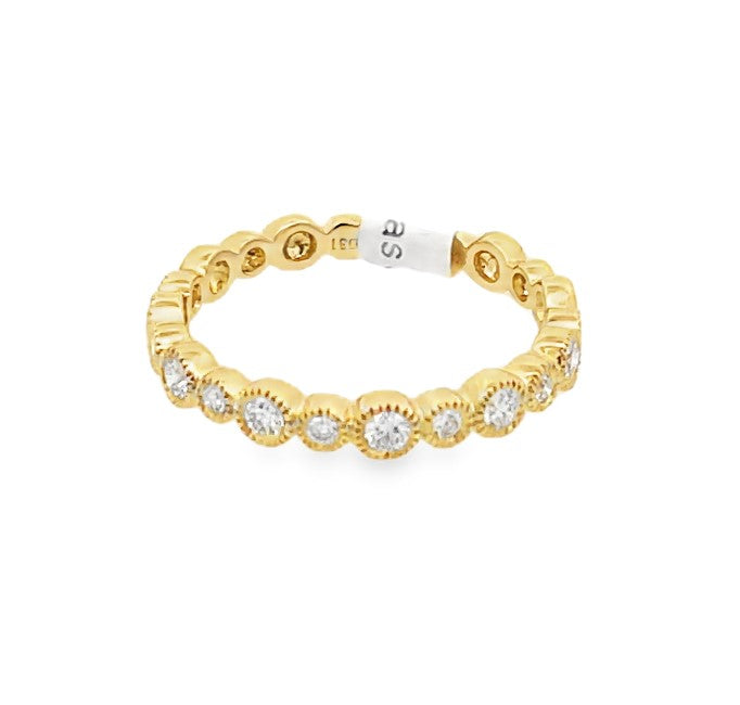 18K Yellow Gold 0.28ct Diamond Stackable Women's Wedding Band