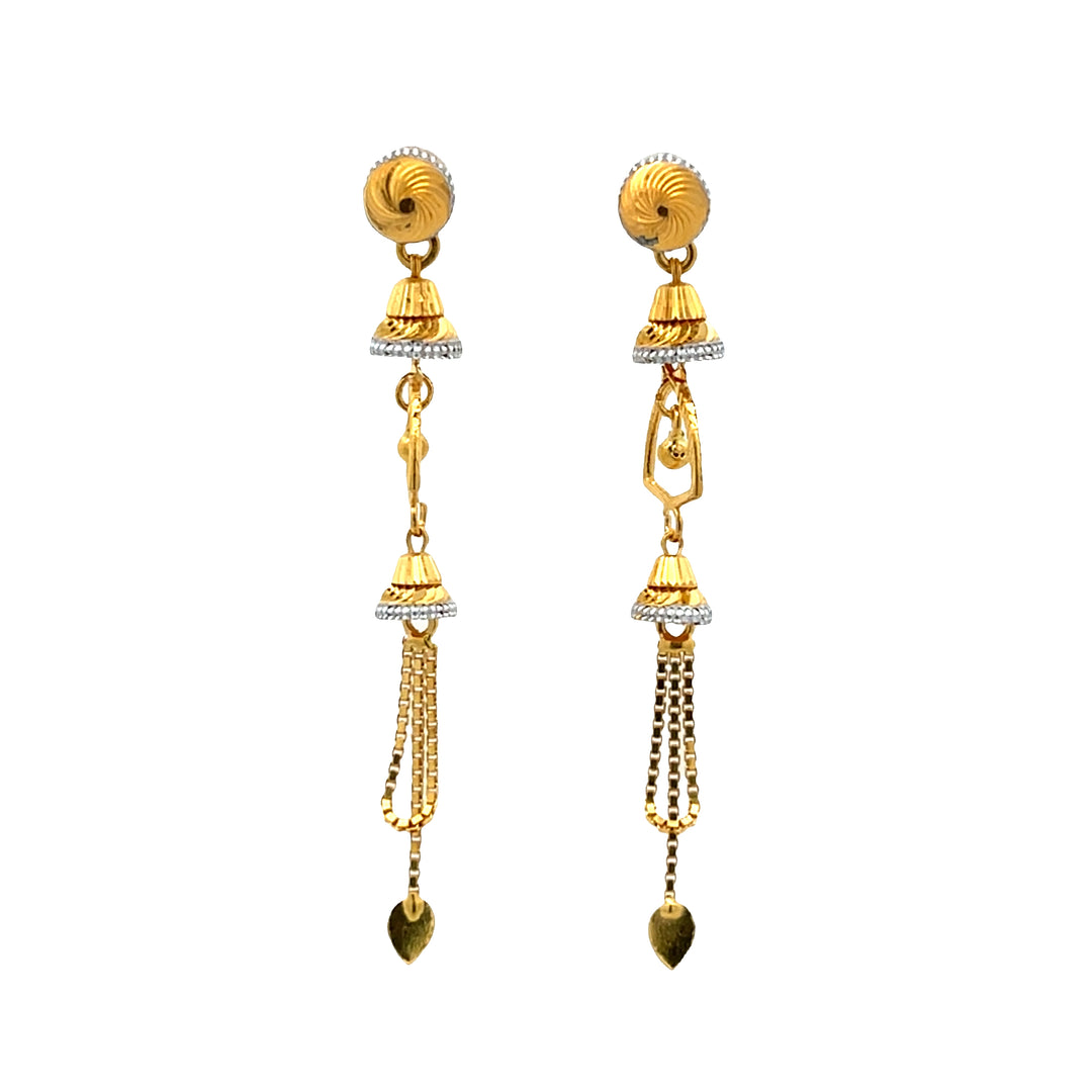 22K Yellow Gold Elegant Dangle Earrings with Secure Screw Backs