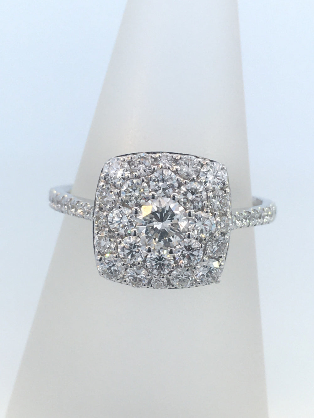 18K White Round Diamond 1.25Ct Cluster Engagement Ring - CLT Jewels