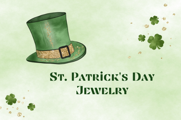 St. Patrick's Day jewelry with green hat and shamrocks for festive celebrations