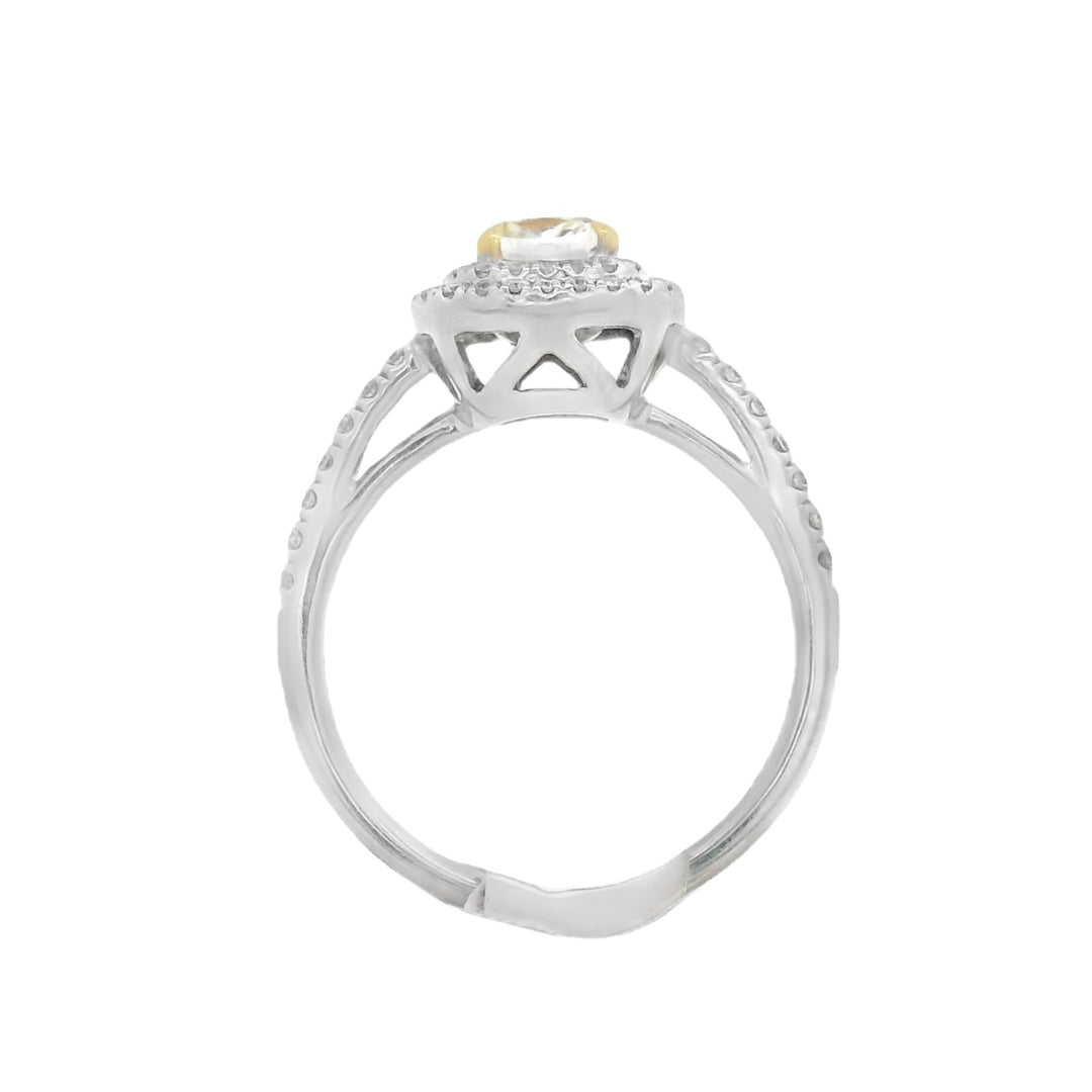 14K Two- Tone Cushion Diamond 0.80Ct Halo Engagement Ring