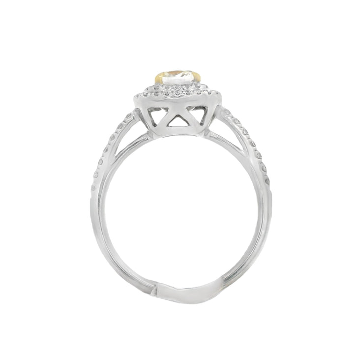 14K Two- Tone Cushion Diamond 0.80Ct Halo Engagement Ring