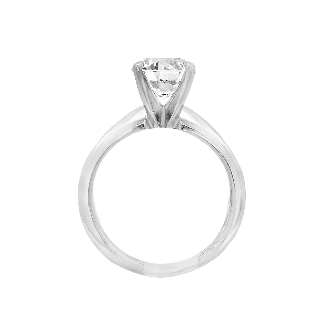 14K White Round Diamond 2.35Ct Solitaire Engagement Ring