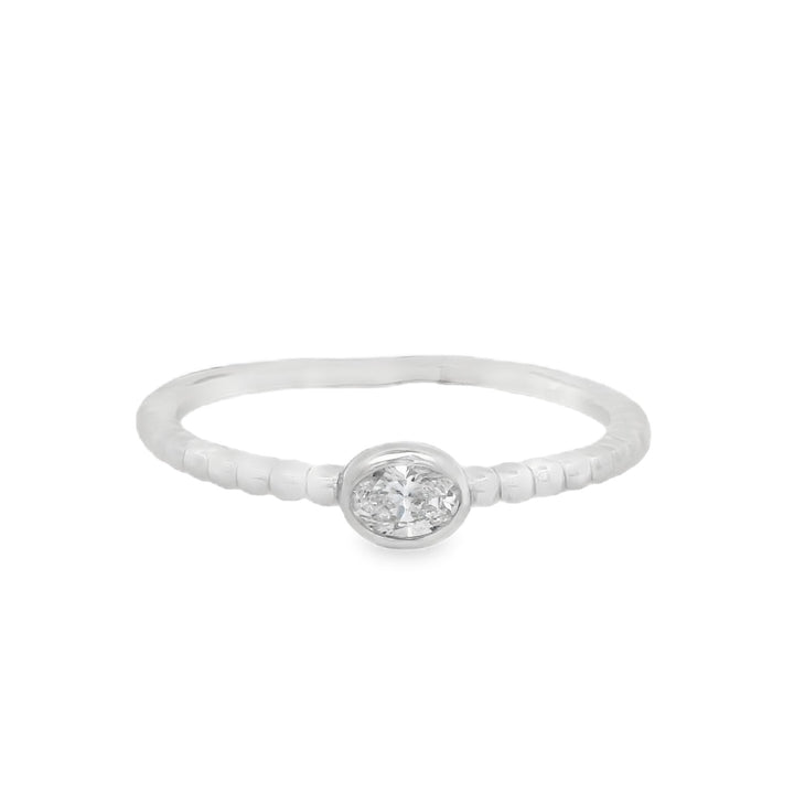 18K White Gold 0.10ct. Diamond Stackable Fashion Ring