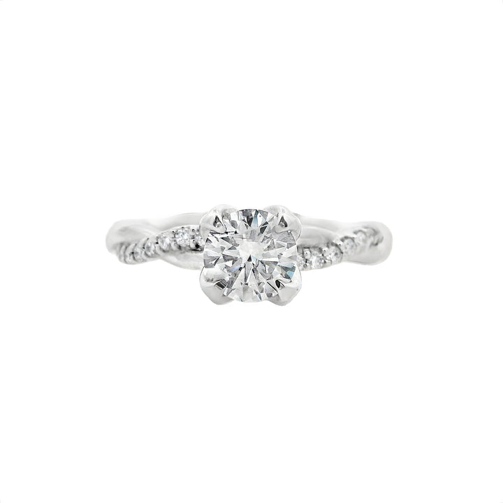 14K White Round Diamond 0.70Ct Vintage Engagement Ring