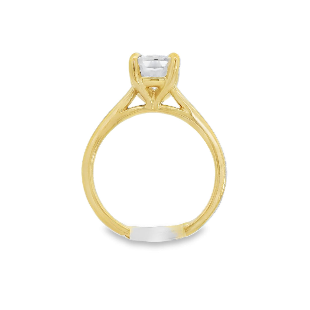 14K Yellow Round Diamond 1.30Ct Solitaire Engagement Ring