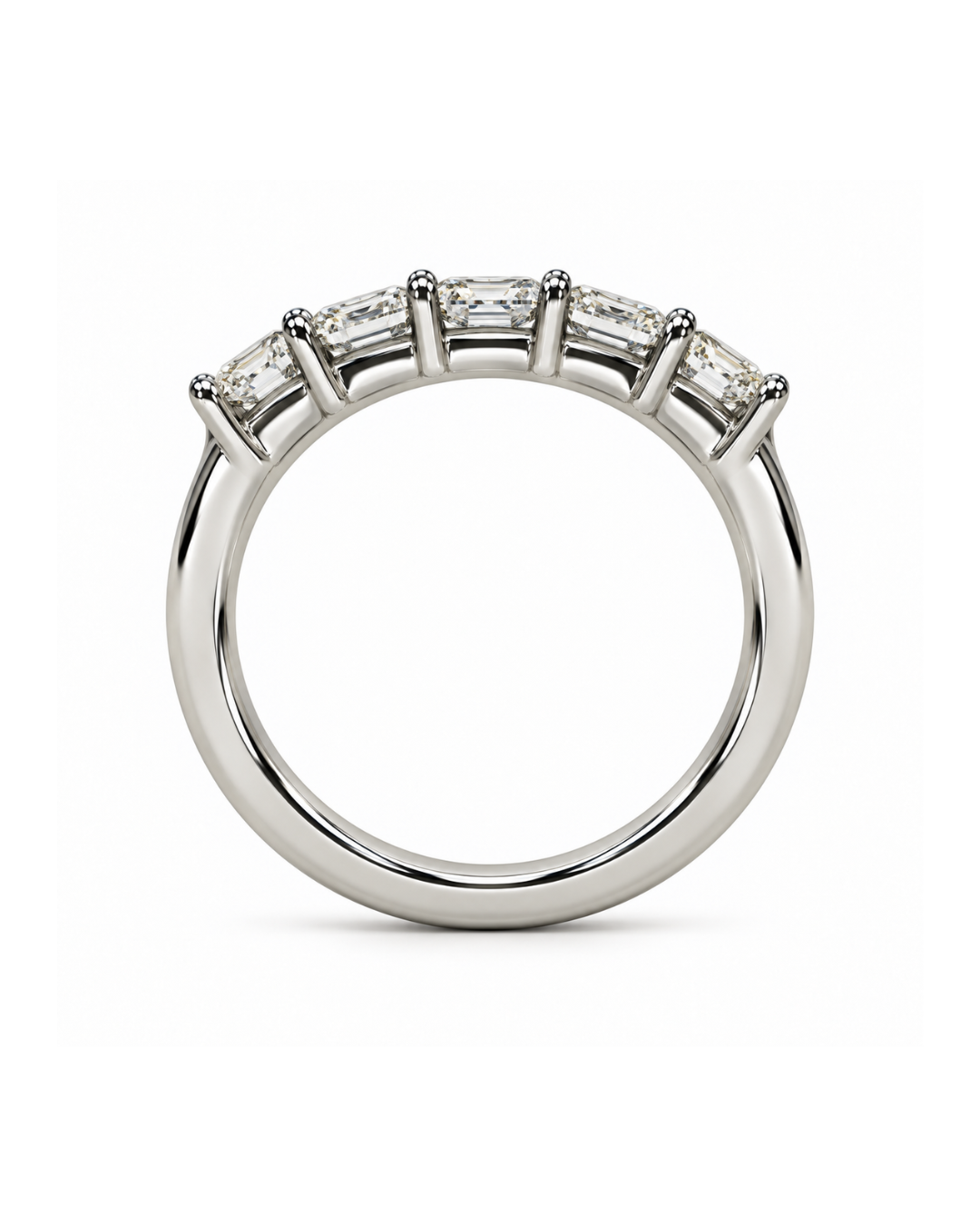 Platinum 5-Stone Asscher Diamond Wedding Band 2.50ctw