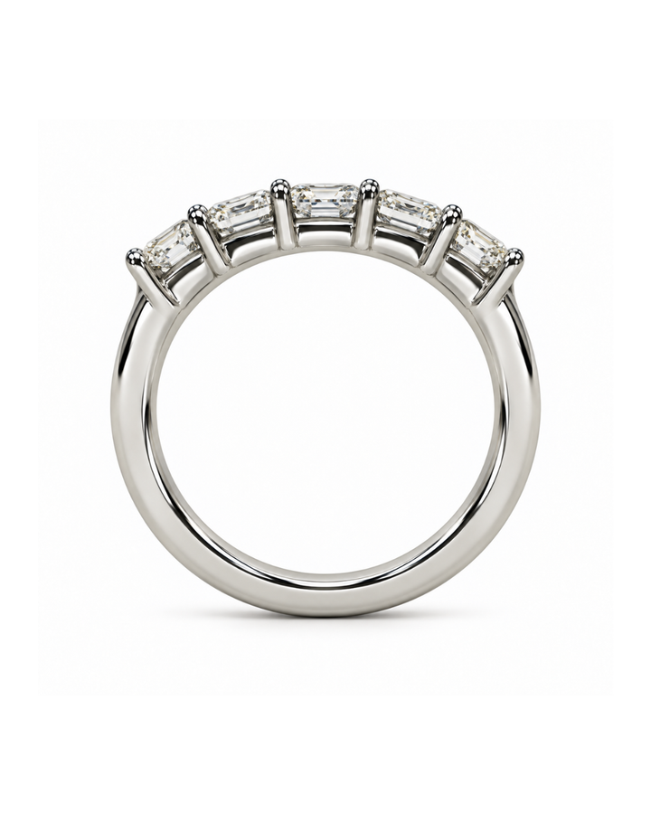 Platinum 5-Stone Asscher Diamond Wedding Band 2.50ctw