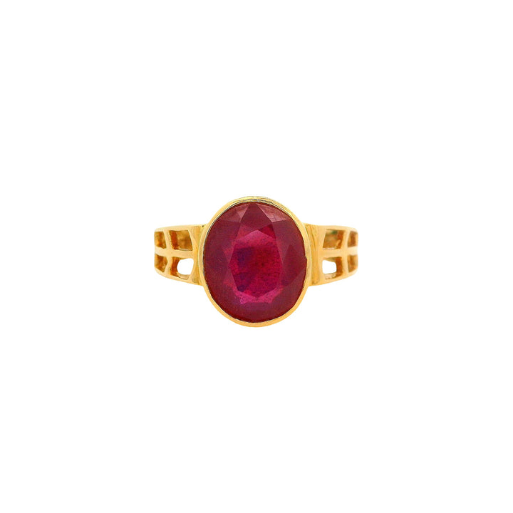 22K Yellow Gold Statement Ruby Ring, 6.40 ctw Luxury Gem
