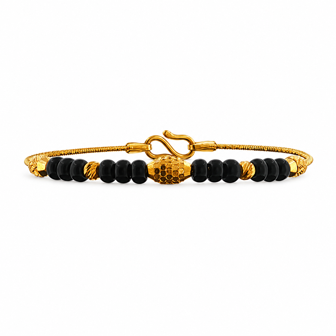 22K Yellow Gold Black & Gold Beaded Baby Bangle