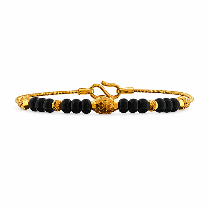 22K Yellow Gold Black & Gold Beaded Baby Bangle