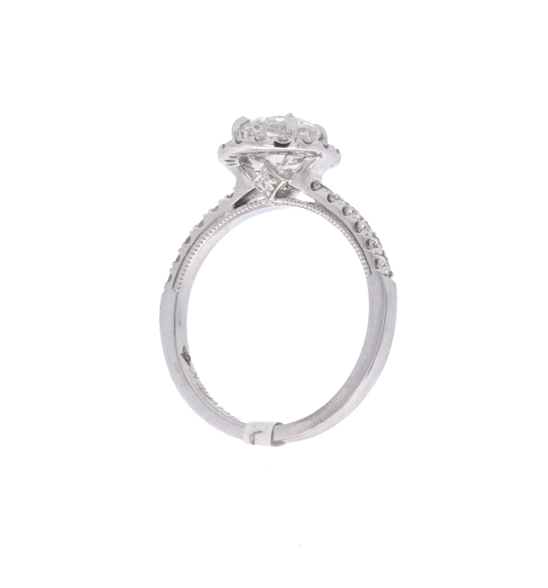 18K White Gold 1.01Ct Round Diamond Halo Engagement Ring