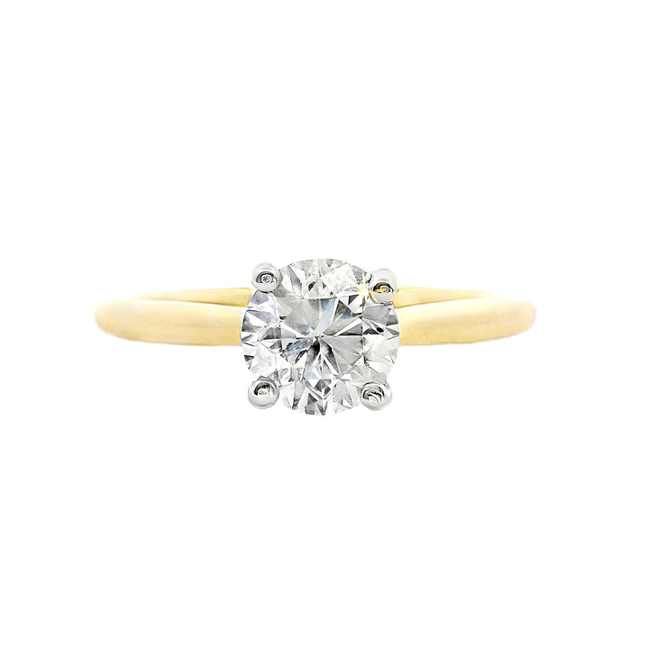 14K Yellow Gold Round Diamond 1.00Ct Solitaire Engagement Ring