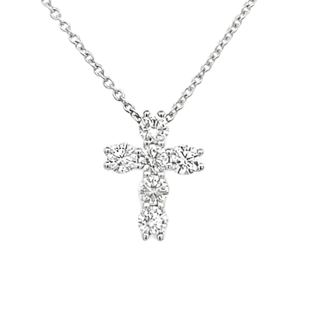 14K White Gold Lab Diamond Cross Pendant