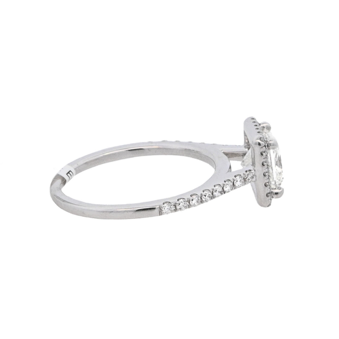 14K White Gold Princess Diamond Halo Engagement Ring
