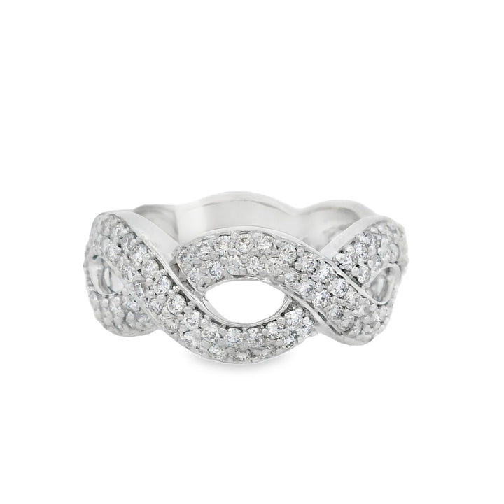 14K White Gold 1.00ct. Diamond Twisted Fashion Ring