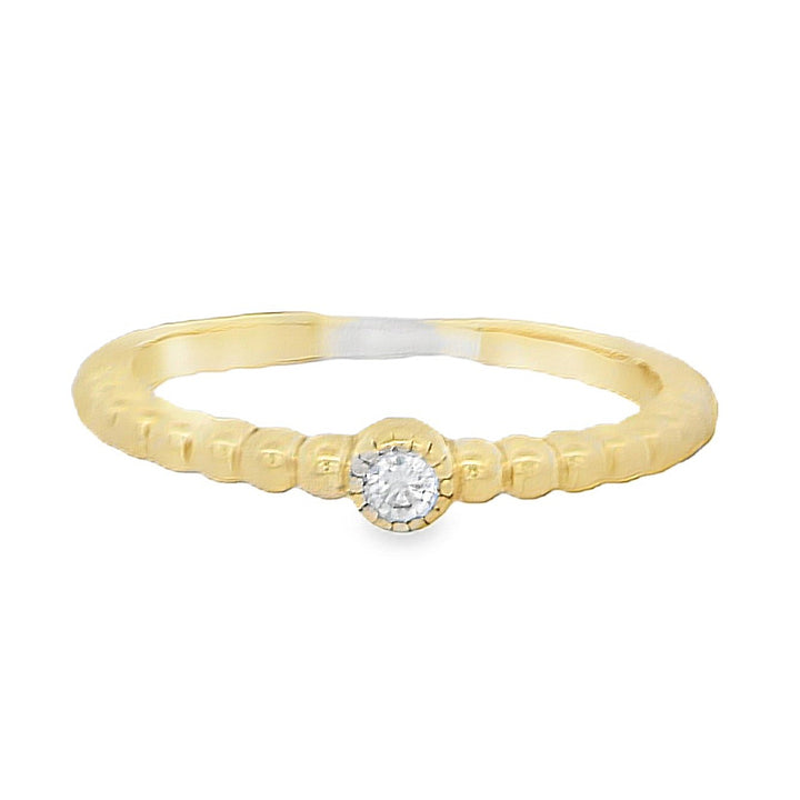 14K Yellow Gold 0.10ct Diamond Bezel Women's Wedding Band