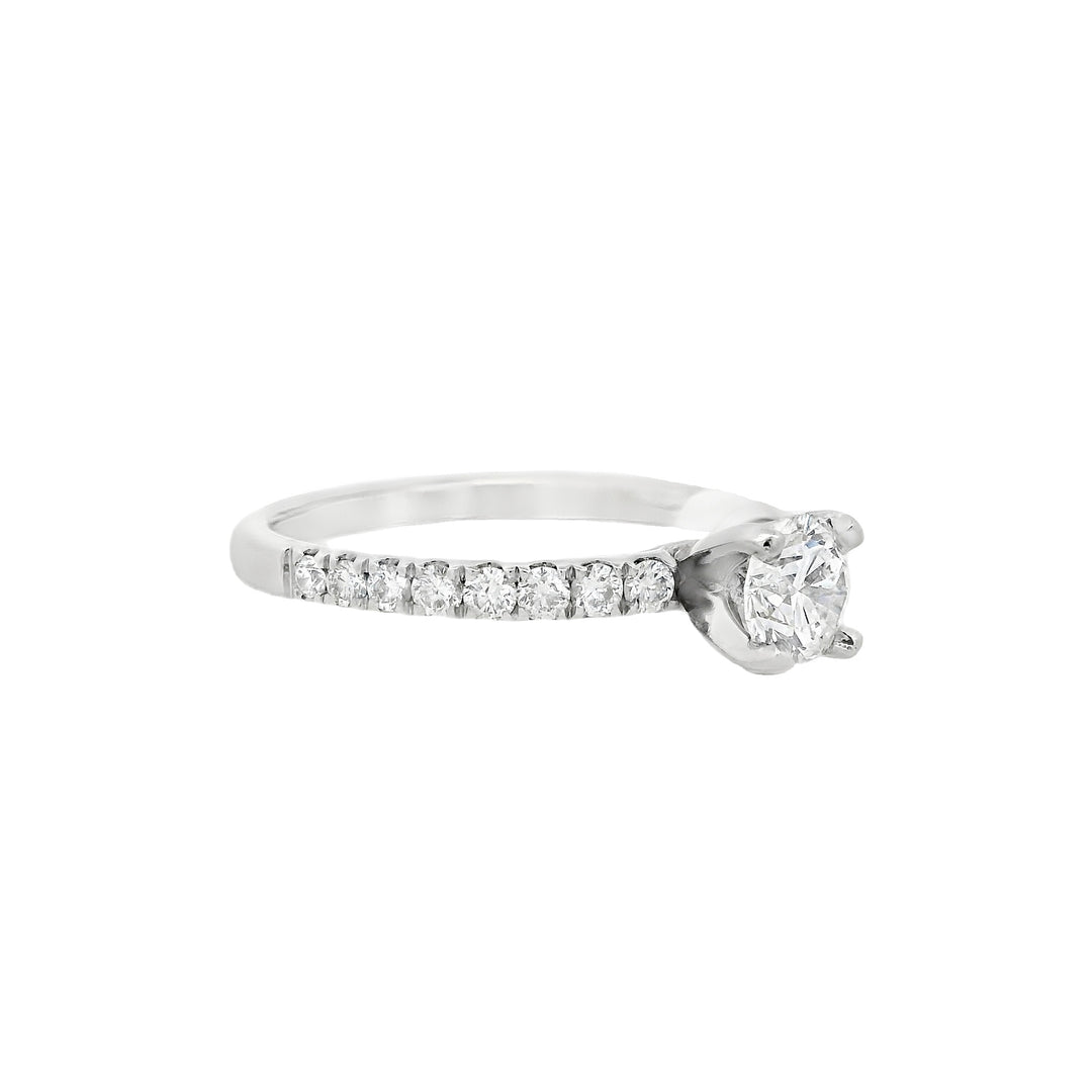 14K White Round Diamond 0.63Ct Solitaire Engagement Ring