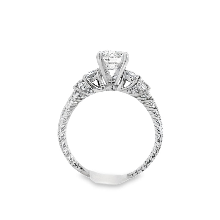 18K White Round Diamond 1.18Ct 3 Stone Engagement Ring