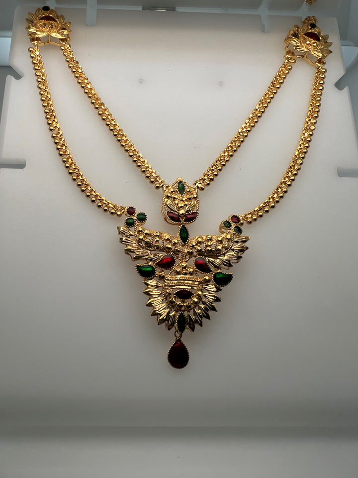 22K Yellow Gold Traditional Persian Minakari Artisan Necklace