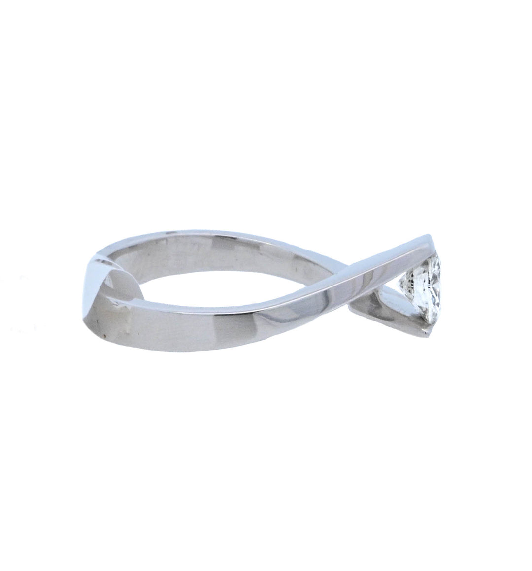 14K White Gold 0.55Ct Round Diamond Tension Ring