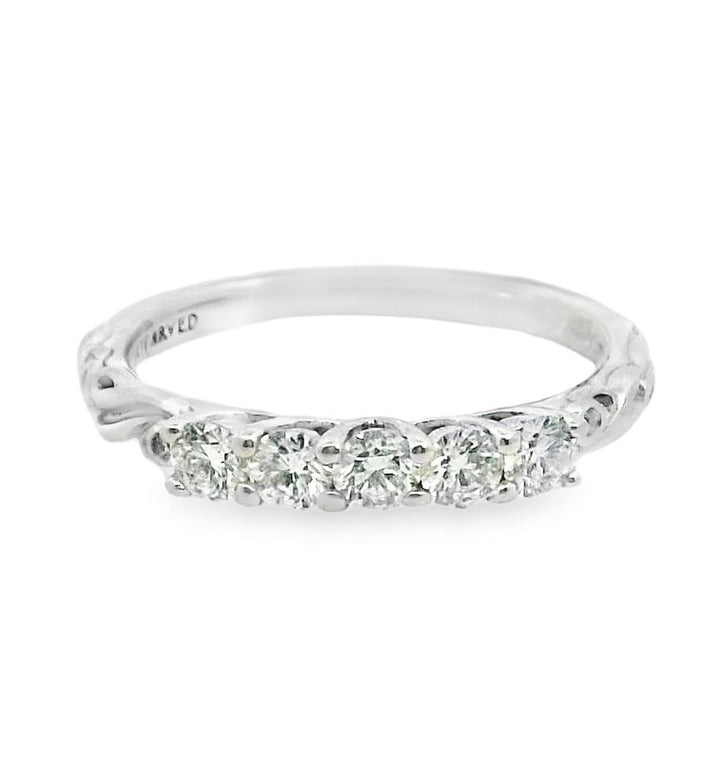 14K White Gold Vintage Diamond Women's Wedding Band