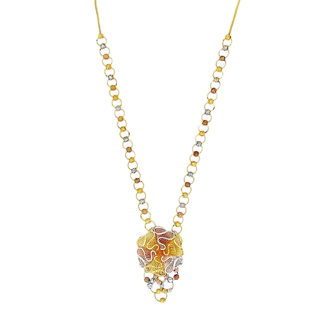 22K Yellow Gold Delicate Flower Pendant Necklace