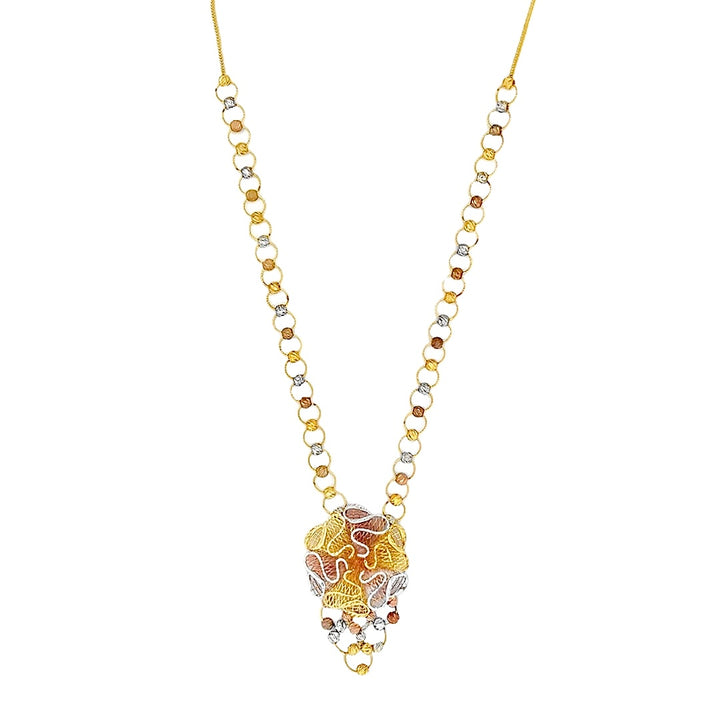 22K Yellow Gold Delicate Flower Pendant Necklace