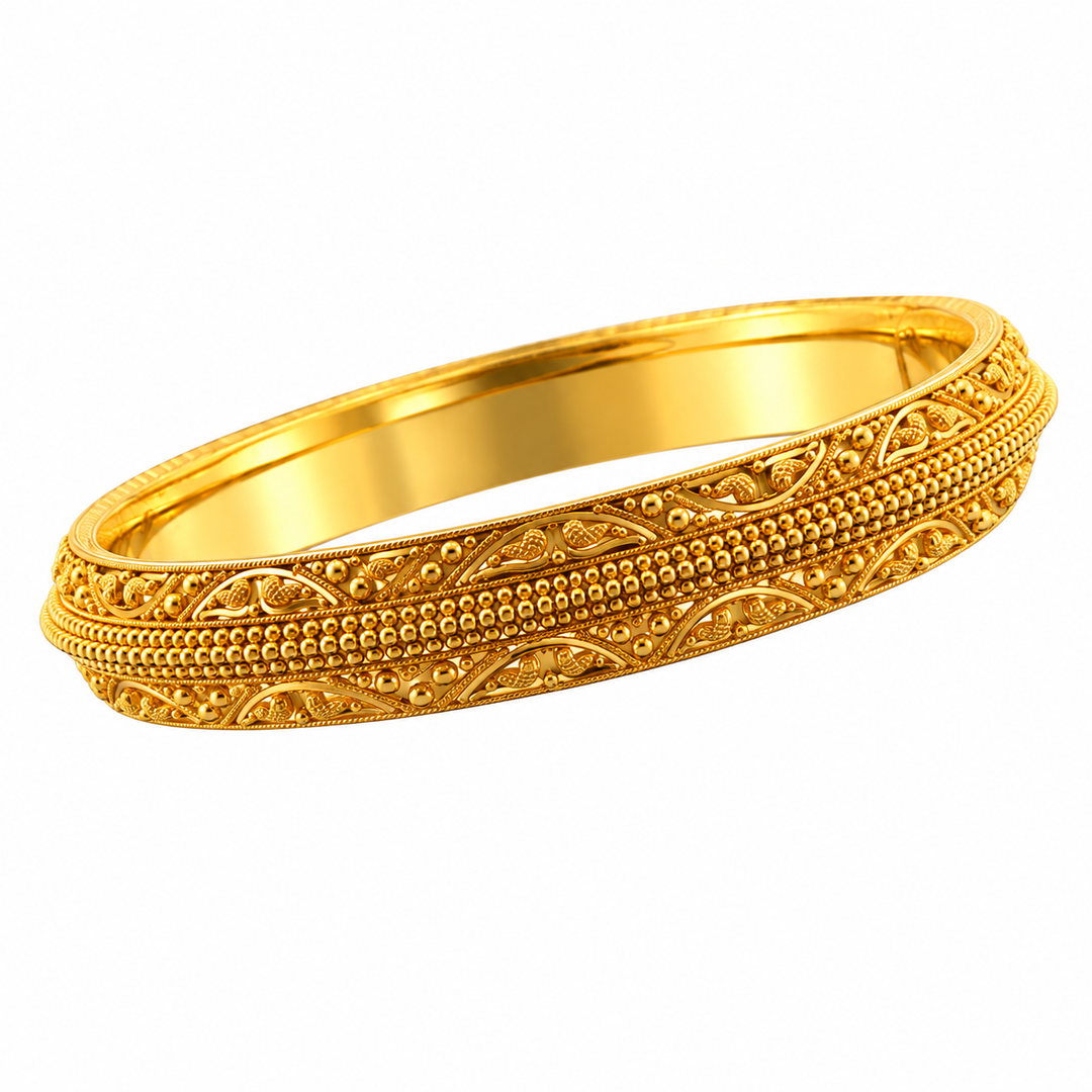 Solid 22K Yellow Gold Statement Bangle Bracelet