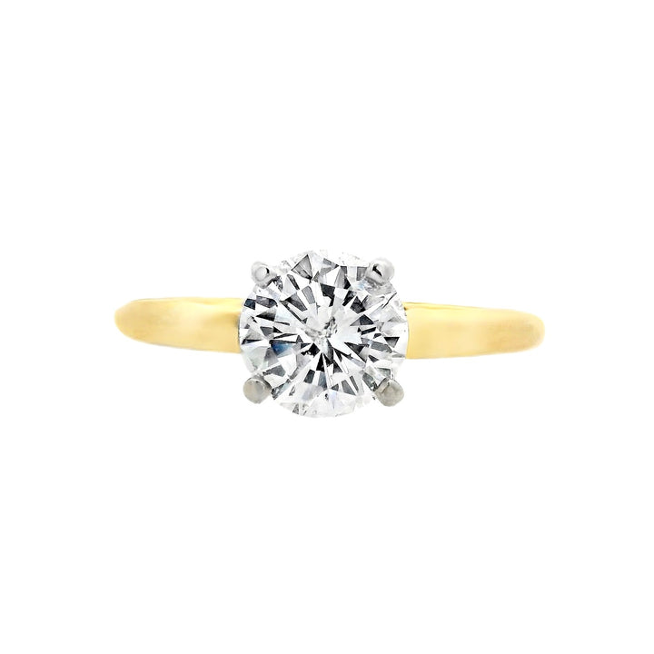 14K Yellow Gold Round Diamond 1.00Ct Solitaire Engagement Ring