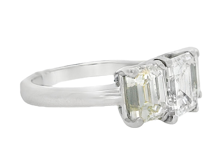 Platinum Emerald- Cut Diamond 1.74Ct 3 Stone Engagement Ring