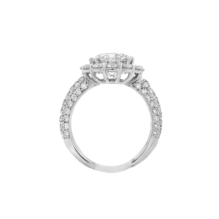 18K White Round Diamond 2.00Ct Halo Engagement Ring