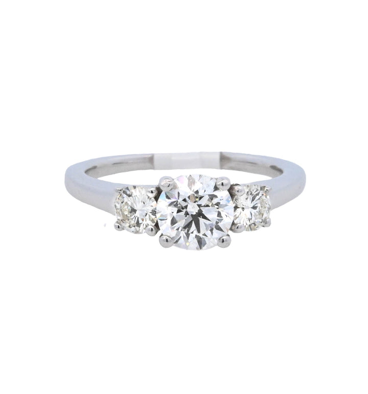 14K White Round Diamond 0.90Ct 3 Stone Engagement Ring