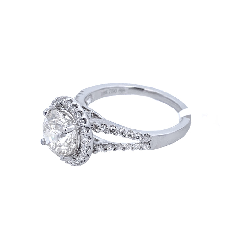 18K White Gold 2.02Ct Round Diamond Halo Engagement Ring