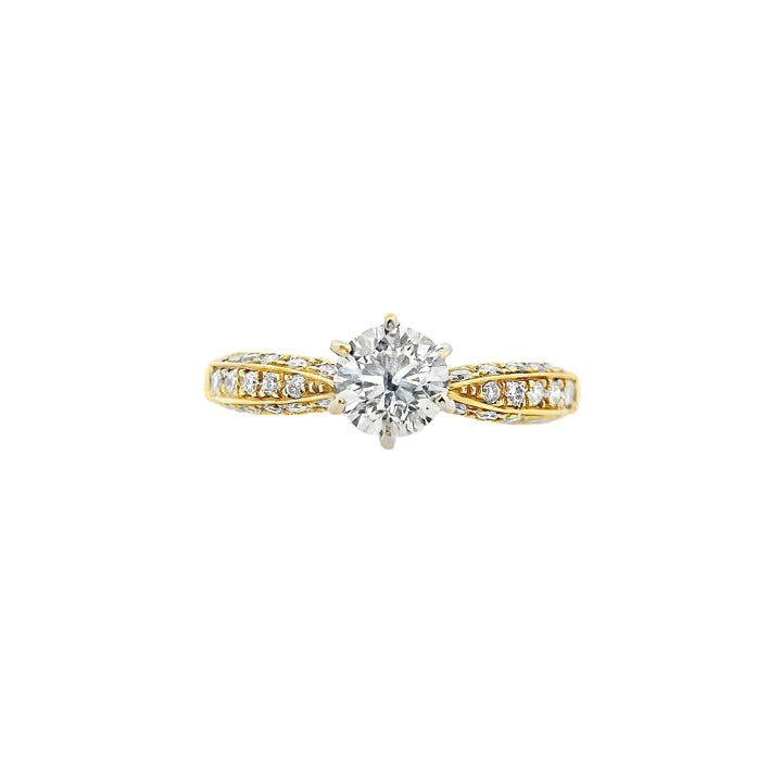 18K Yellow Round Diamond 0.53Ct Solitaire Engagement Ring