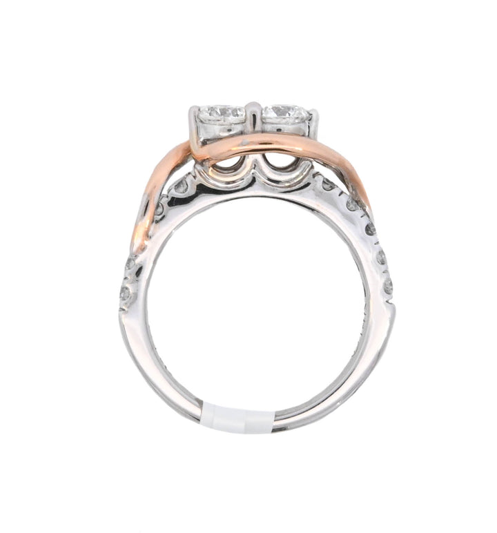 14K Two-Tone 1ct Round Diamond Contemporary Engagement Ring