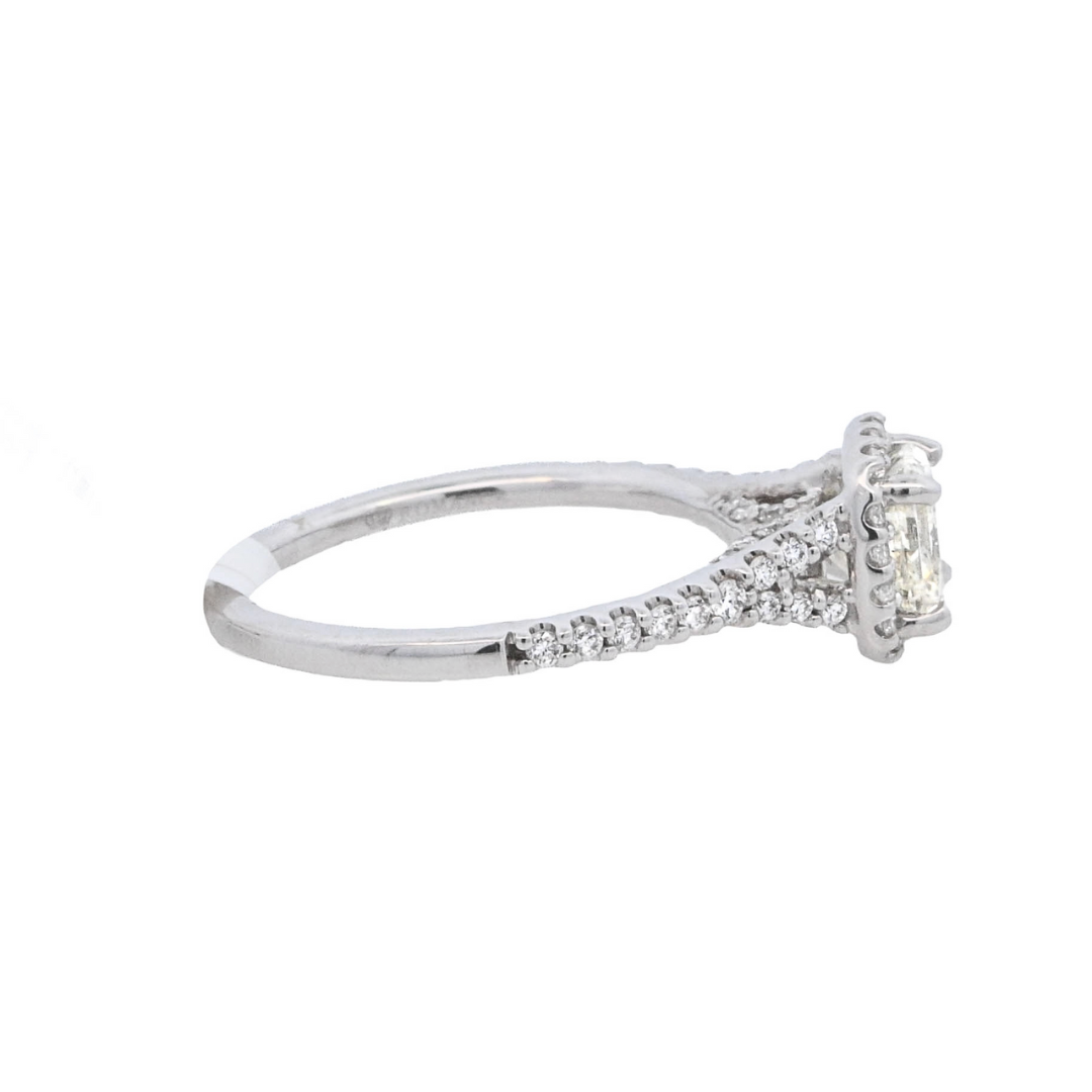 18K White Gold 1.01Ct Princess Diamond Halo Engagement Ring
