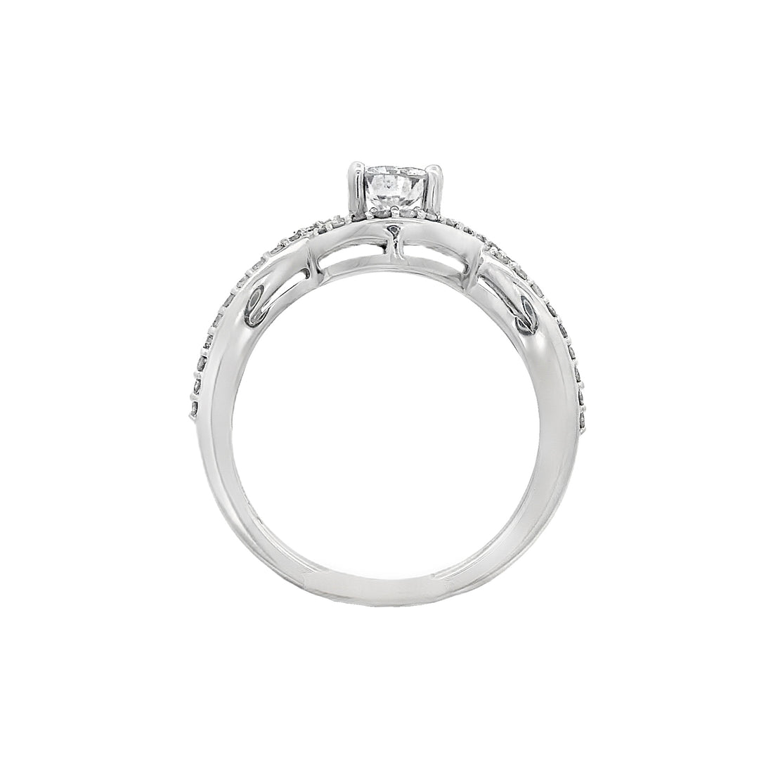 14K White Round Diamond 0.50Ct Halo Engagement Ring